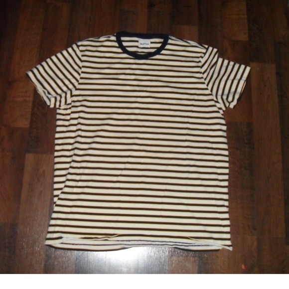 Taylor Stitch Other - Taylor Stitch Mens Heavy Bag Striped T-Shirt Organic Cotton Cream Navy Yellow 46